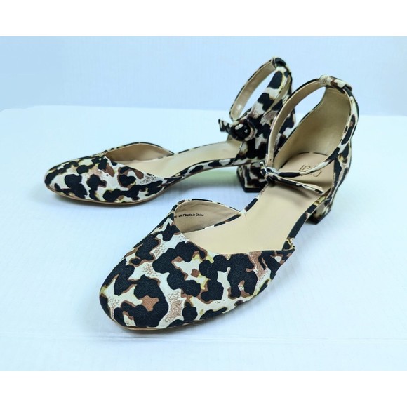 Cabi Kiki #6020 Women’s US 8.5 UK 7 Leopard Brown Closed Toe Heels Ankle Buckle - Picture 2 of 12